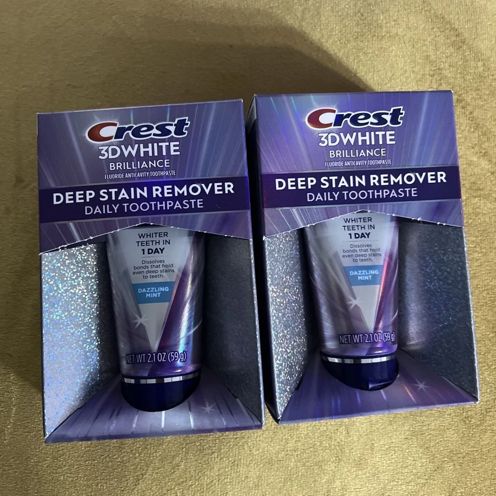 Crest 3D White Brilliance Deep Stain Remover Toothpaste Dazzling Mint 2.1oz 2pk